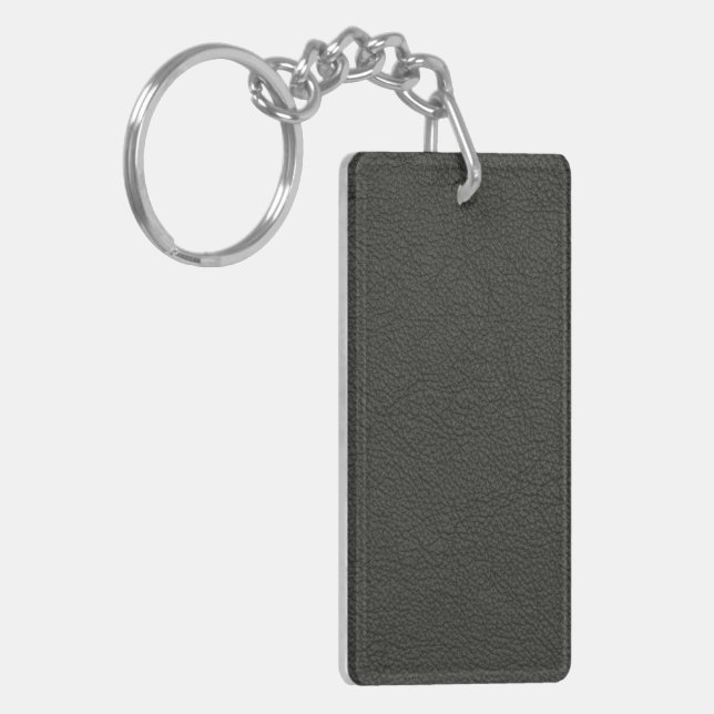 Leather Blue Tartan Fabric Crocodile Skin Key Ring (Front Left)