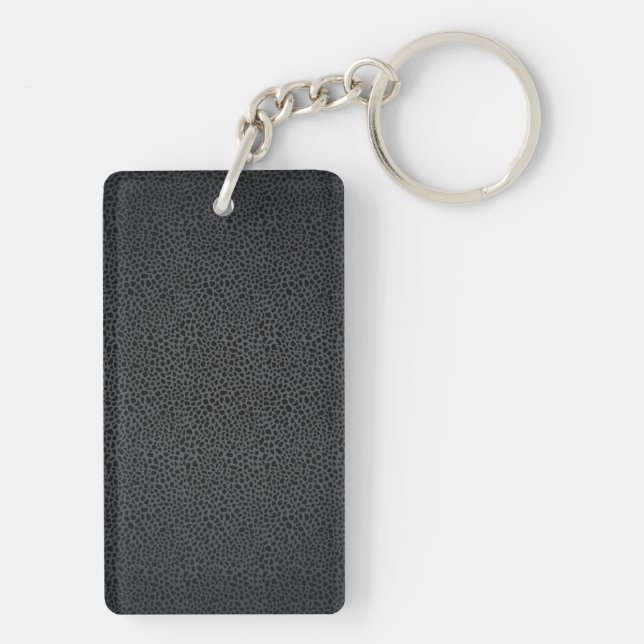 Leather Blue Tartan Fabric Crocodile Skin Key Ring (Back)