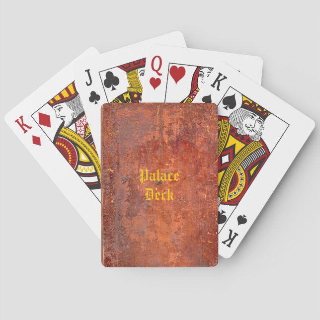 Leather Bound Antique Book Cover Playing Cards (Back)