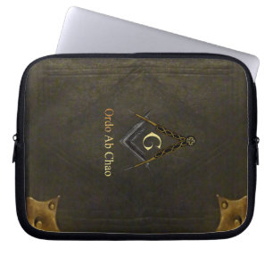 Leather Bound Book with Square and Compass Laptop Sleeve