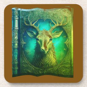 Leather Bound Copy Of A Deer Hunting Guide Coaster