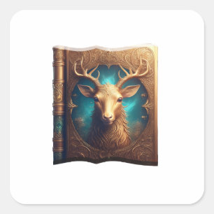 Leather Bound Copy Of A Deer Hunting Guide Square Sticker