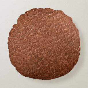Leather brown structure clothing round cushion