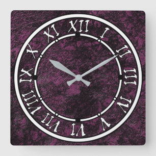Leather Burgundy texture Square Wall Clock