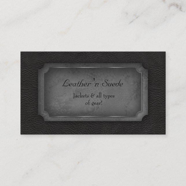 Leather Business Card 'n Suede Grey (Front)