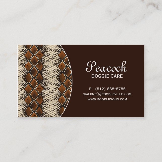 Leather Business Card Snake Skin Animal Pet Care (Front)