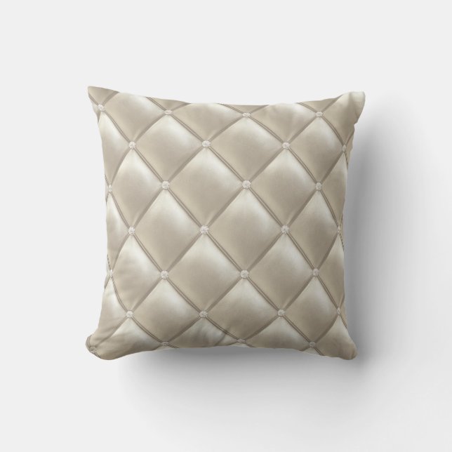 Leather Capitone with diamonds printed pattern Cushion (Front)