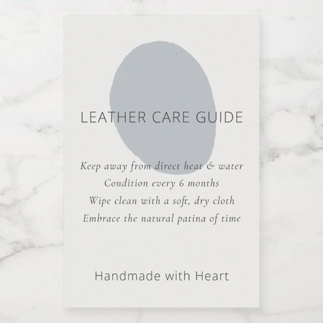 Leather Care Guide Slate Artisan 2x3 Custom Label (Single Label)