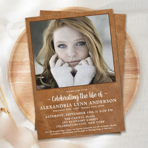 Leather Celebration Of Life Custom Photo Invitation