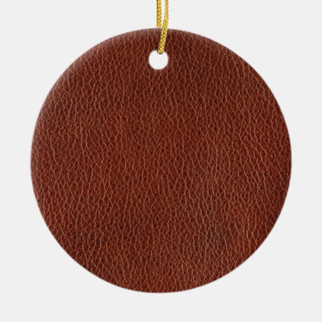 Leather Ceramic Circle Ornament (Front)