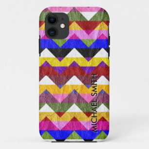 Leather Colourful Chevron Stripes #2 iPhone 11 Case