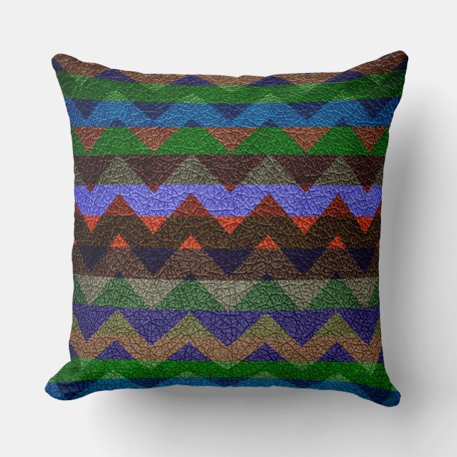 Leather Colourful Chevron Stripes Pattern #18 Cushion (Front)