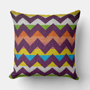 Leather Colourful Chevron Stripes Pattern #19 Cushion