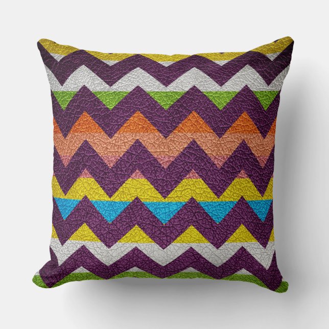 Leather Colourful Chevron Stripes Pattern #19 Cushion (Front)