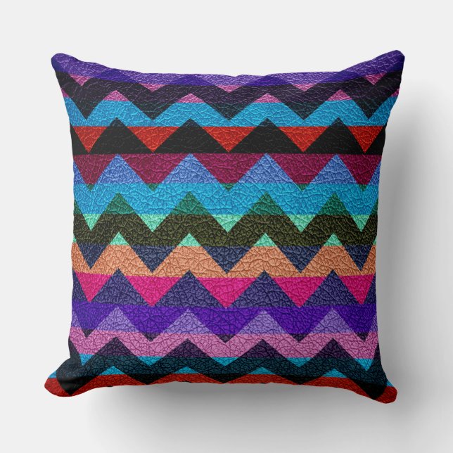 Leather Colourful Chevron Stripes Pattern #8 Cushion (Front)