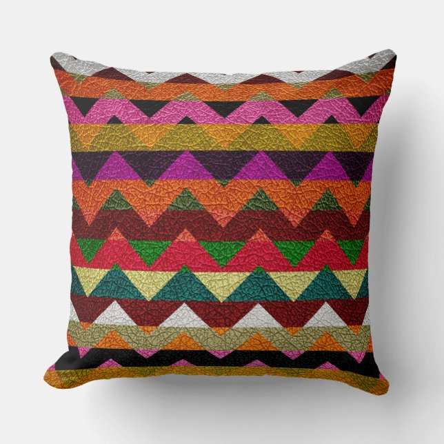Leather Colourful Chevron Stripes Pattern #9 Cushion (Front)