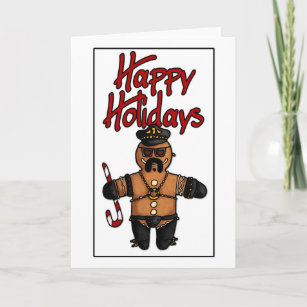 leather daddy gingerbread man holiday card