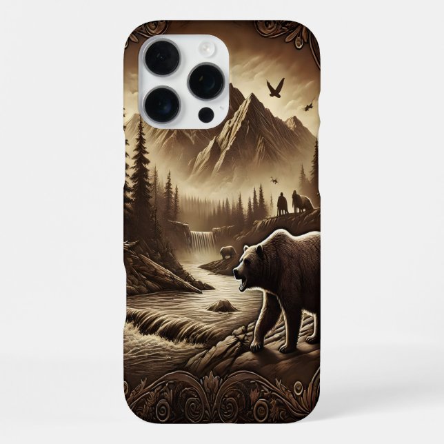 Leather Design Bear by River iPhone Case (Back)