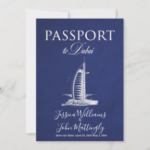 Leather Dubai Passport Wedding Save the Date Invitation