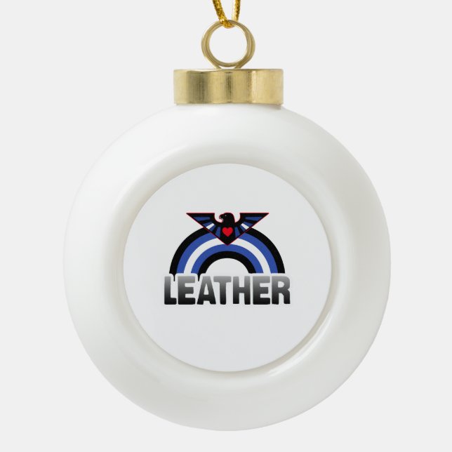 Leather Eagle Pride Ceramic Ball Christmas Ornament (Front)