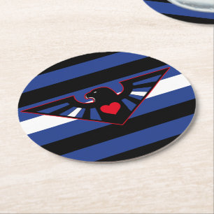 Leather Eagle Pride Flag Round Paper Coaster