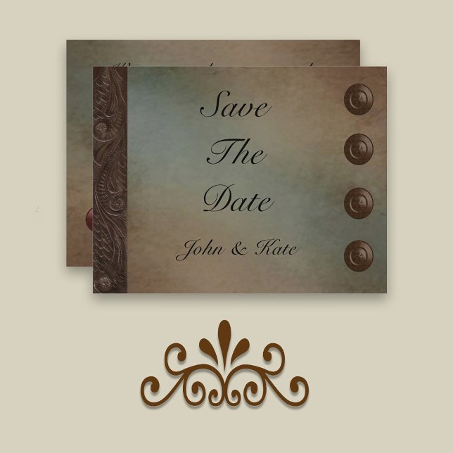 Leather (faux) and Turquoise Grunge Save The Date (Creator Uploaded)