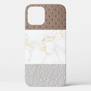 Leather Faux Marble masculine blush leather iPhone 12 Pro Case