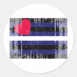 LEATHER FLAG DISTRESSED CLASSIC ROUND STICKER