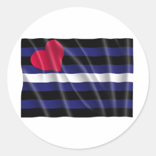 LEATHER FLAG FLYING CLASSIC ROUND STICKER