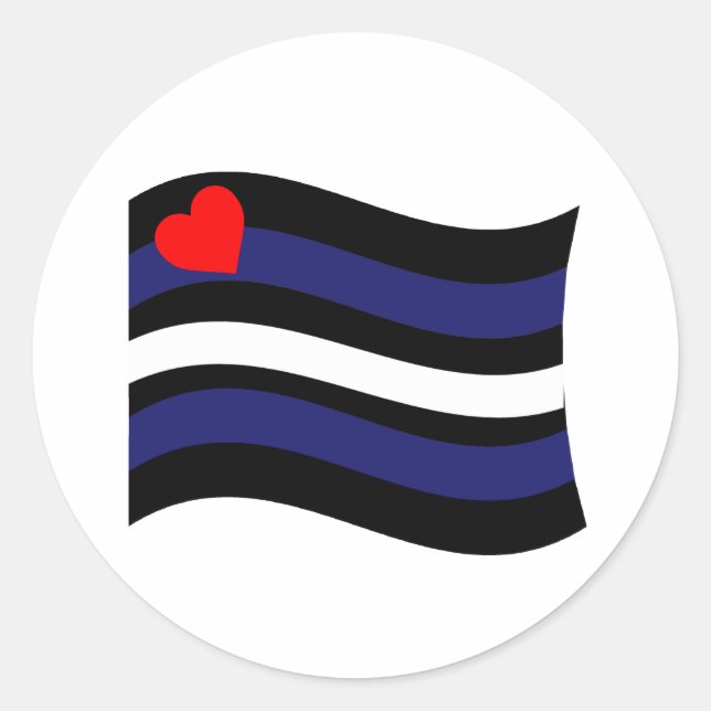LEATHER FLAG WAVING CLASSIC ROUND STICKER (Front)