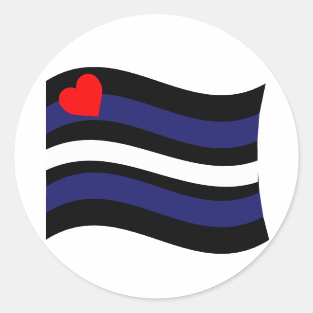 LEATHER FLAG WAVING CLASSIC ROUND STICKER (Front)
