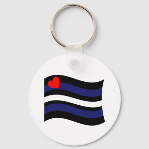 LEATHER FLAG WAVING KEY RING