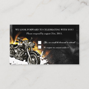 Leather & Flames Biker RSVP Reception card