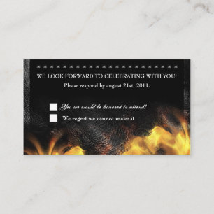 Leather Flames & Studs RSVP Reception card