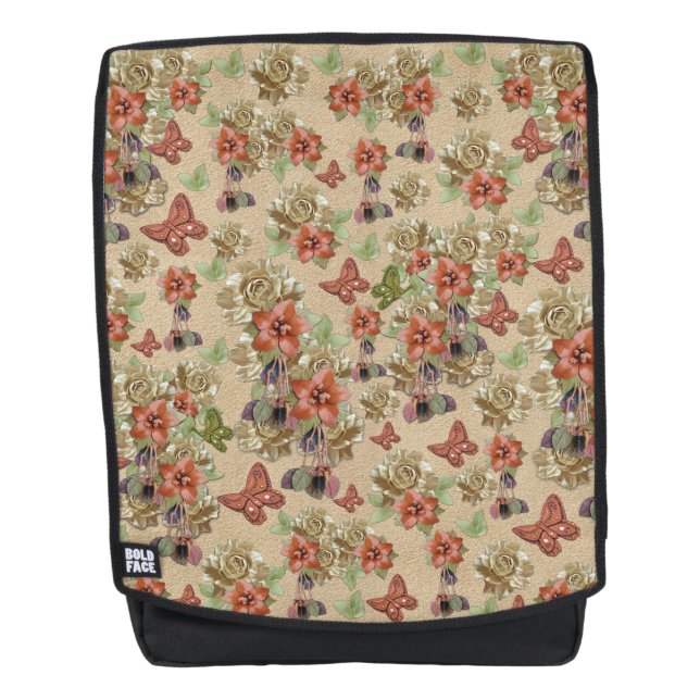 Leather flowers on Suede Backpack (Front)