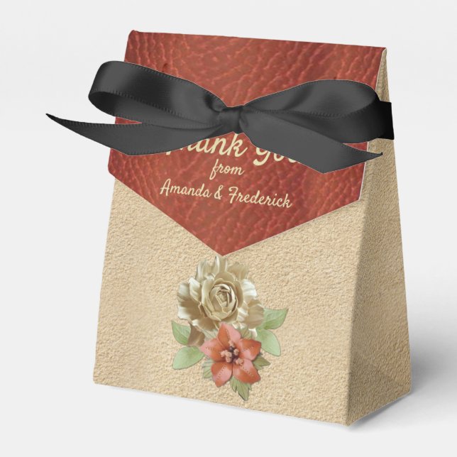 Leather Flowers on Suede Favour Box (Front Side)