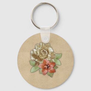 Leather flowers on Suede Key Ring