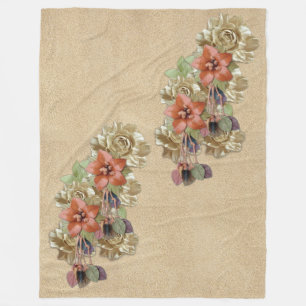 Leather Flowers & Suede Texture Art Fleece Blanket