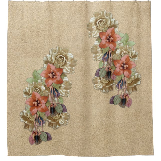 Leather Flowers & Suede Texture Art Shower Curtain (Front)