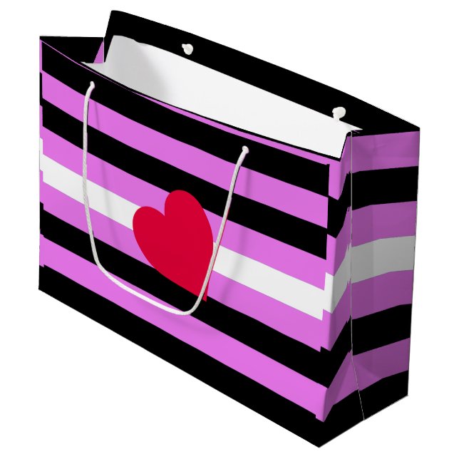 Leather Girl Pride Flag Large Gift Bag (Front Angled)