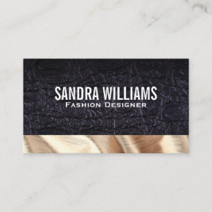 Leather   Gold Silk Fabric Business Card