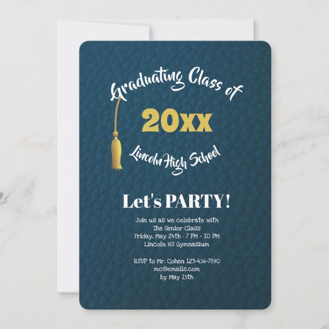 Leather Grain Graduation Party Invitation (Front)