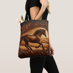 Leather Horse Ranch Sunset Tote Bag
