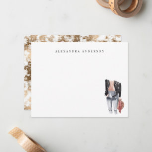 Leather Jacket & Jeans Personal Stationery Card