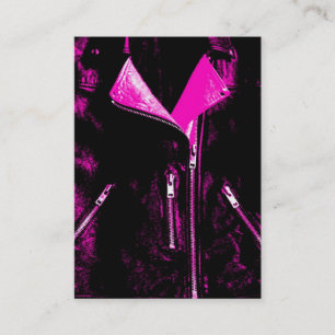 Leather Jacket Pink business card black chubby