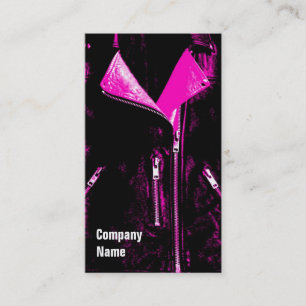 Leather Jacket Pink business card black side text