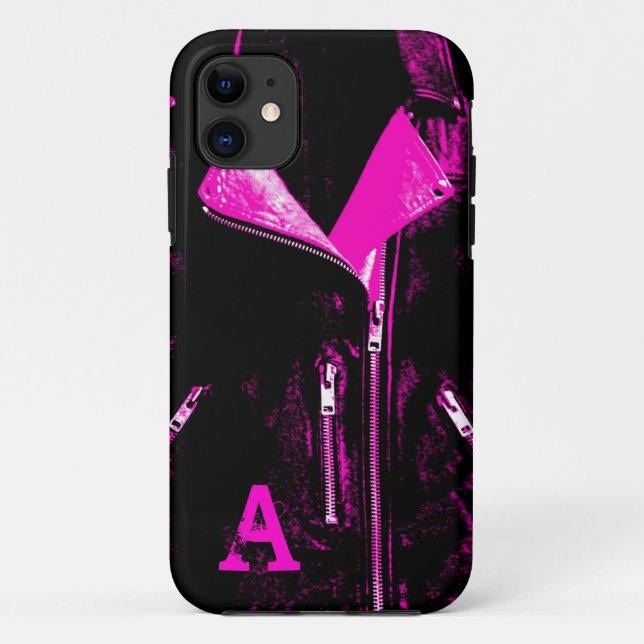 Leather Jacket Pink monogram iPhone 5 case (Back)