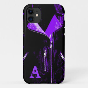 Leather Jacket Purple monogram iPhone 5 case