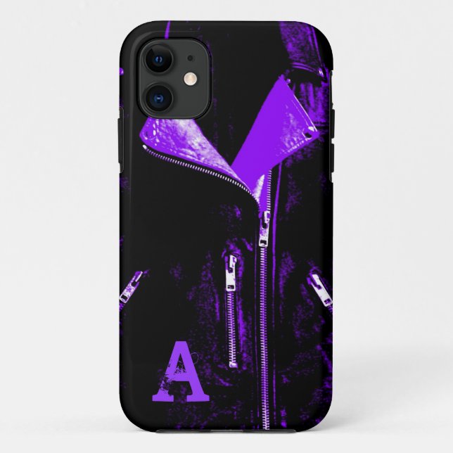 Leather Jacket Purple monogram iPhone 5 case (Back)