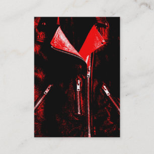 Leather Jacket Red business card black chubby